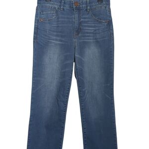 Democracy Size 8 Medium Wash Women's Straight Leg Jeans Raw Hem Casual Chic